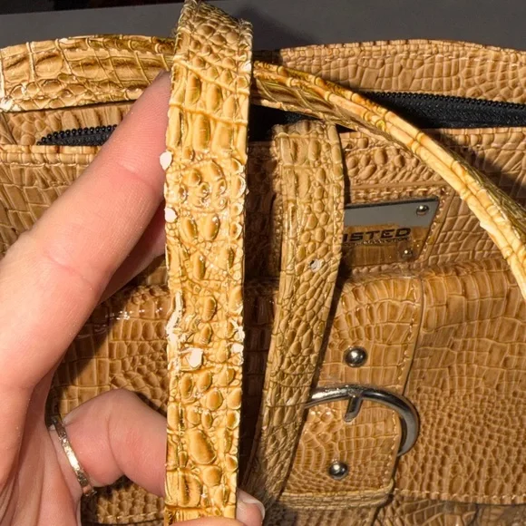 Unlisted by Kenneth Cole Tan Croc-Embossed Crossbody Bag - Picture 7 of 8